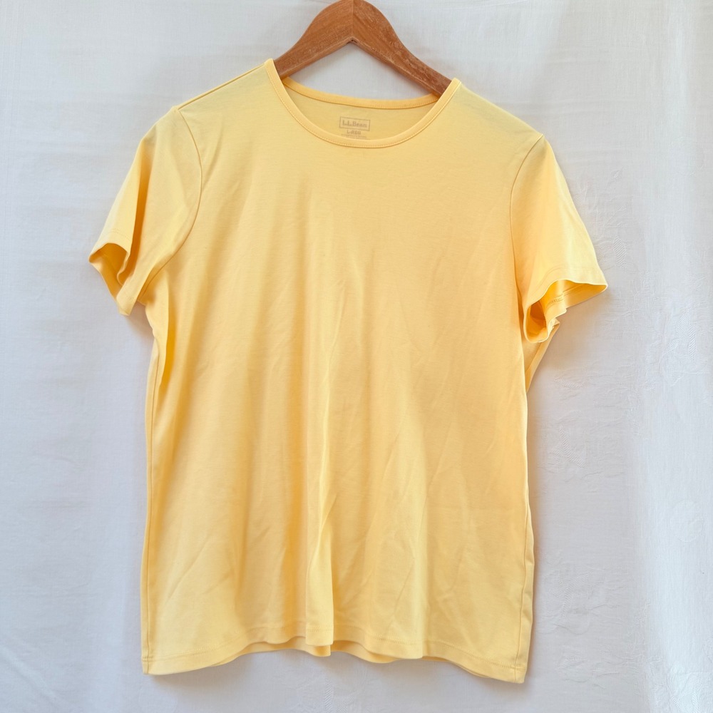 L.L. Bean T-Shirt Womens L Yellow Supima Cotton Short Sleeve Crew Neck 207942